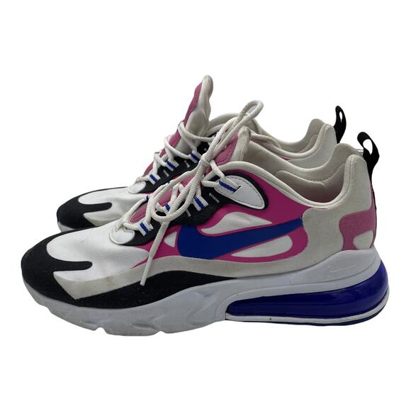 Nike Women's Air Max 270 React - White Fuchsia Blue - 9 - Picture 2 of 12